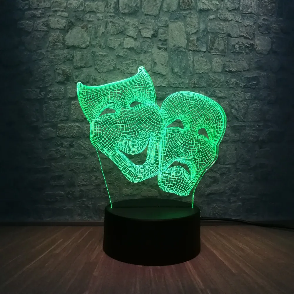 Мультипликационный персонаж Дионис комедия и Tradegy маска 3D светодиодная лампа 7