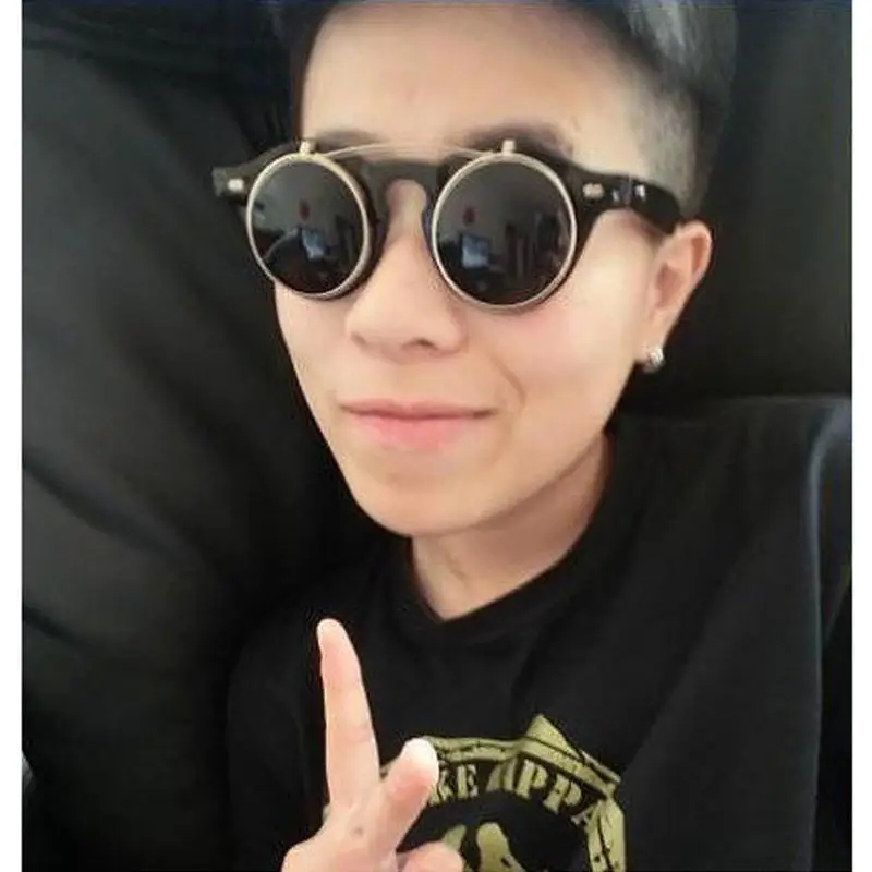 2019 стимпанк готические очки для девочек и мальчиков Ретро Флип-ап Круглые