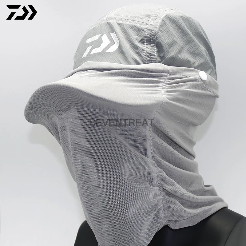 Brand Daiwa Dawa Gray Blue Fishing Hat Outdoor Sport Hiking Visor UV Protection Face Neck Cover Sun Protcet Cap | Спорт и
