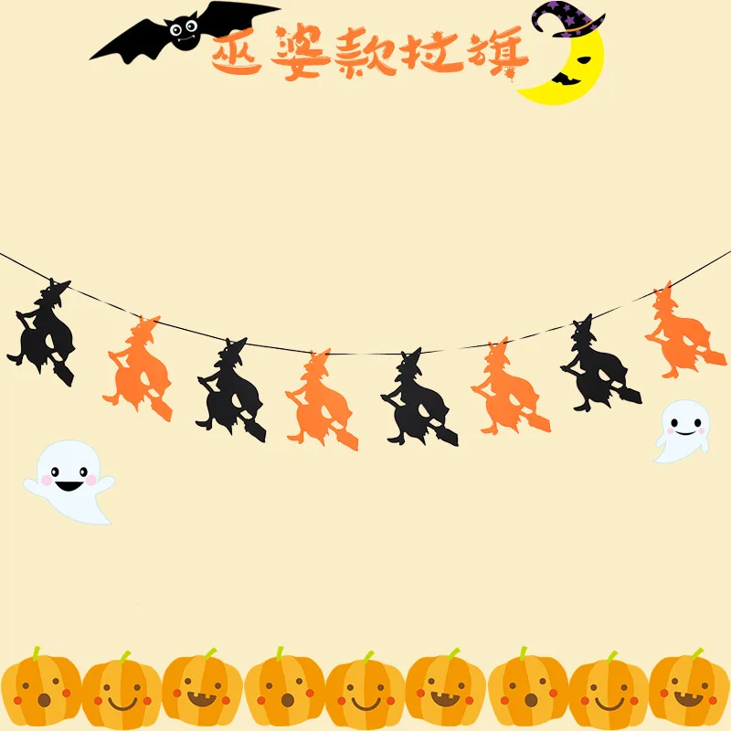 1 шт. креативные Флаги На Хэллоуин ведьма флажок в виде черепа нетканые