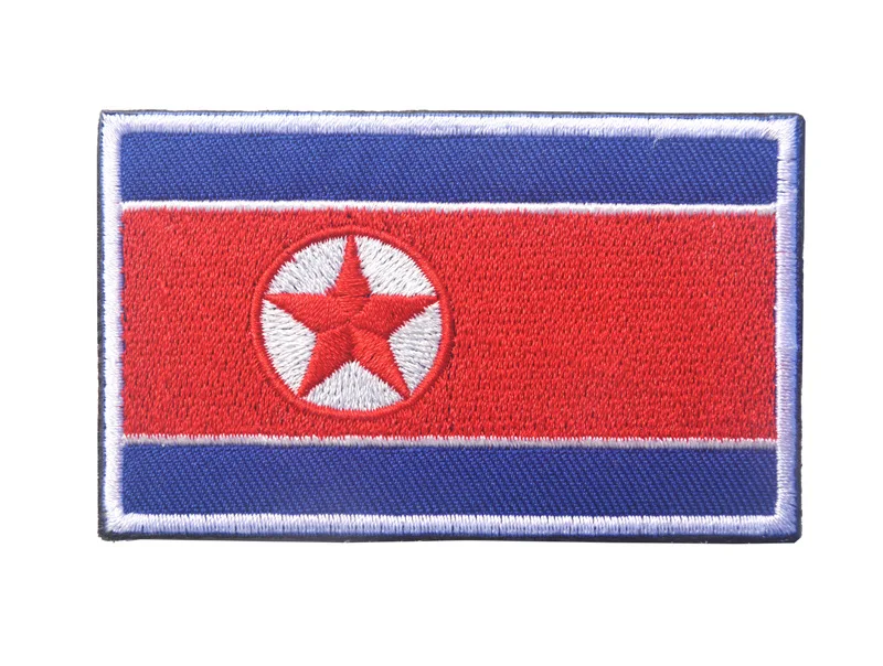 North Korea White Азиатский Израиль, Япония, Сингапур, Турция, Индия, индонезийский, Камбоджа, Катар, Оман, ОАЭ, Ираком, Северной Кореей, флагом, вышивкой, нашивками - Цвет: North Korea White