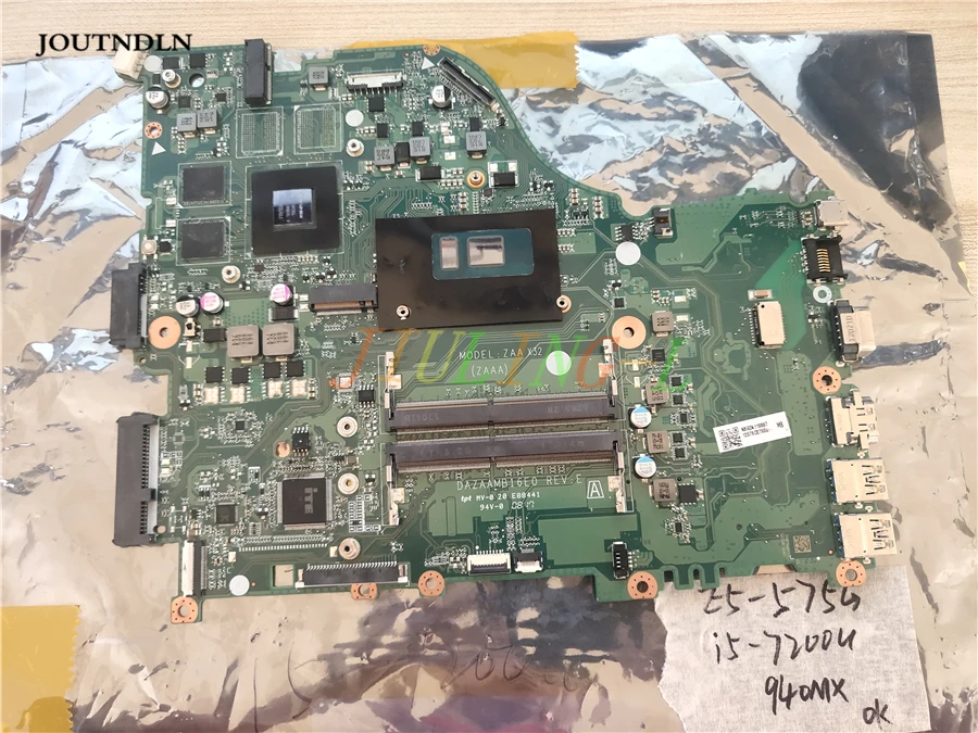 JOUTNDLN для acer Aspire E5 575G материнская плата ноутбука DAZAAMB16E0 NBGD411006 W/ I5 7200 CPU 940MX GPU