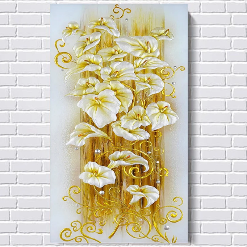 Набор для алмазной живописи сделай сам детская игрушка с цветами золотистыми и