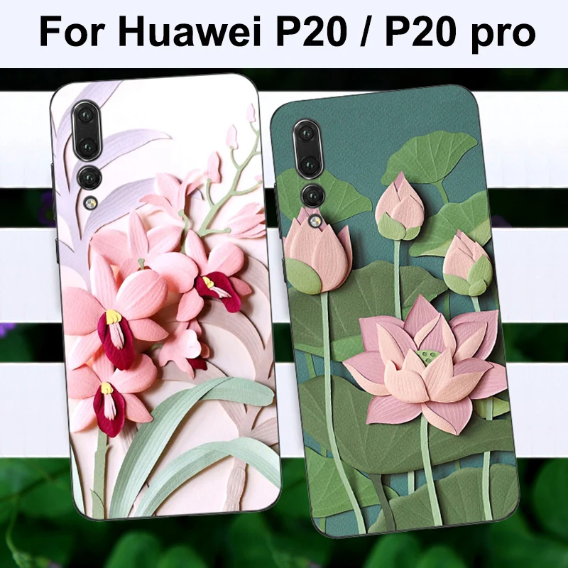 Чехол P20pro для Huawei P20 2 шт. мягкий чехол с красивыми цветами P 20 чехлы pro