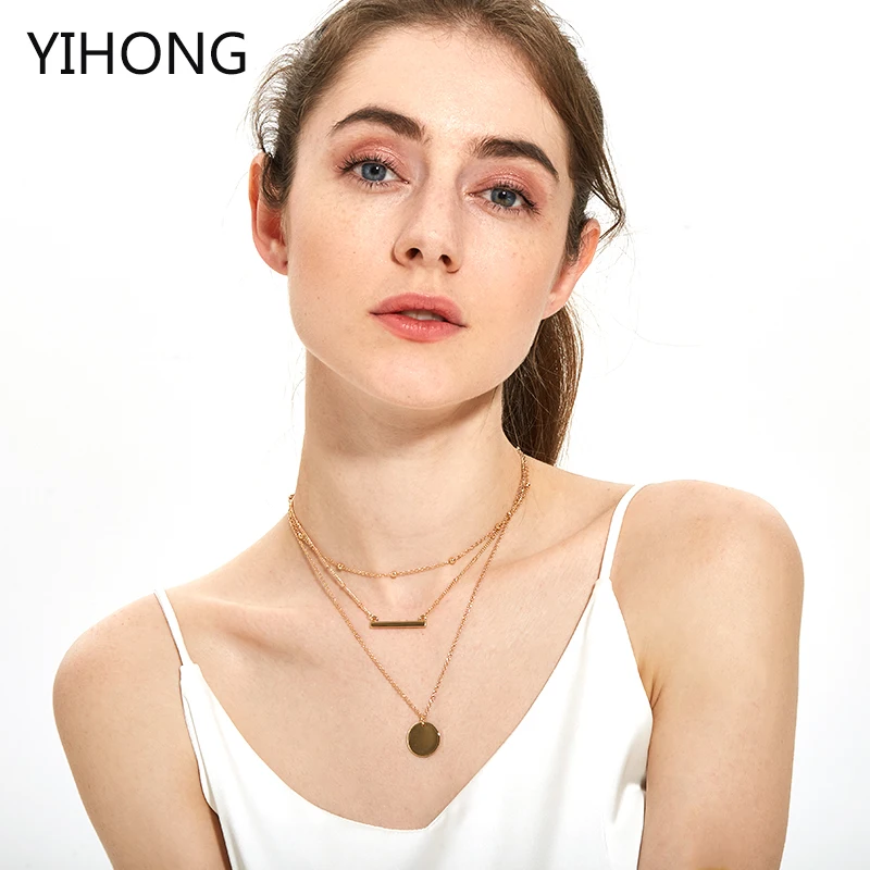 Многослойное ожерелье с блестками и бусинами многослойная цепочка золотого