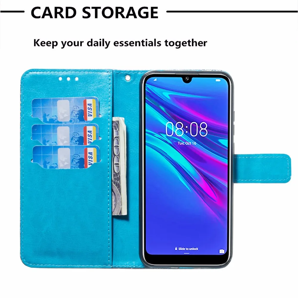 Блестящий кожаный чехол для Huawei Y6 2019 (6 09 дюйма) чехлы телефонов Y 6 Y62019 Модный