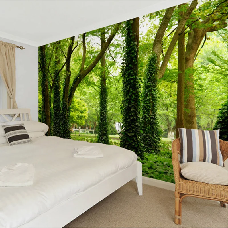 Фотообои современные простые зеленые лесные природы 3D панели настенная живопись