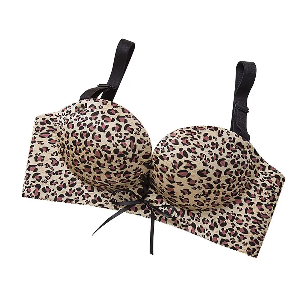 Leopard Varsbaby, сексуальный бюстгальтер пуш-ап без косточек, бесшовное нижнее белье на шнурке, бюстгальтеры с толстой чашечкой для женщин - Цвет: Leopard