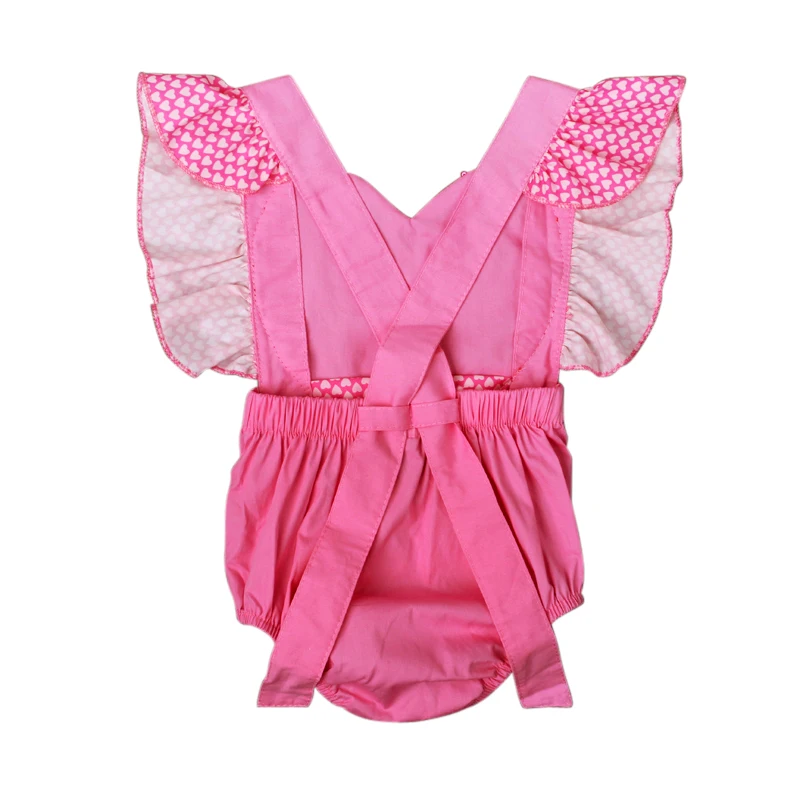 Love Heart Baby Rompers Girl Costumes Set Kids Jumpsuit Cotton Summer Sleeveless Bodysuit Photo Props Outfit Clothing Sets DS40 | Мать и