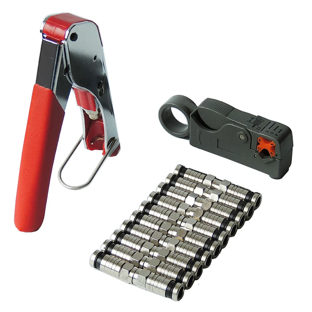 F RG6 RG59 разъемы коаксиальный инструмент для обжимки зачистки обжимной набор