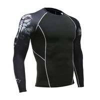 wolf 3d printed t shirt compression tights men fitness running shirt breathable long sleeve sport rashgard gym cycling clothing