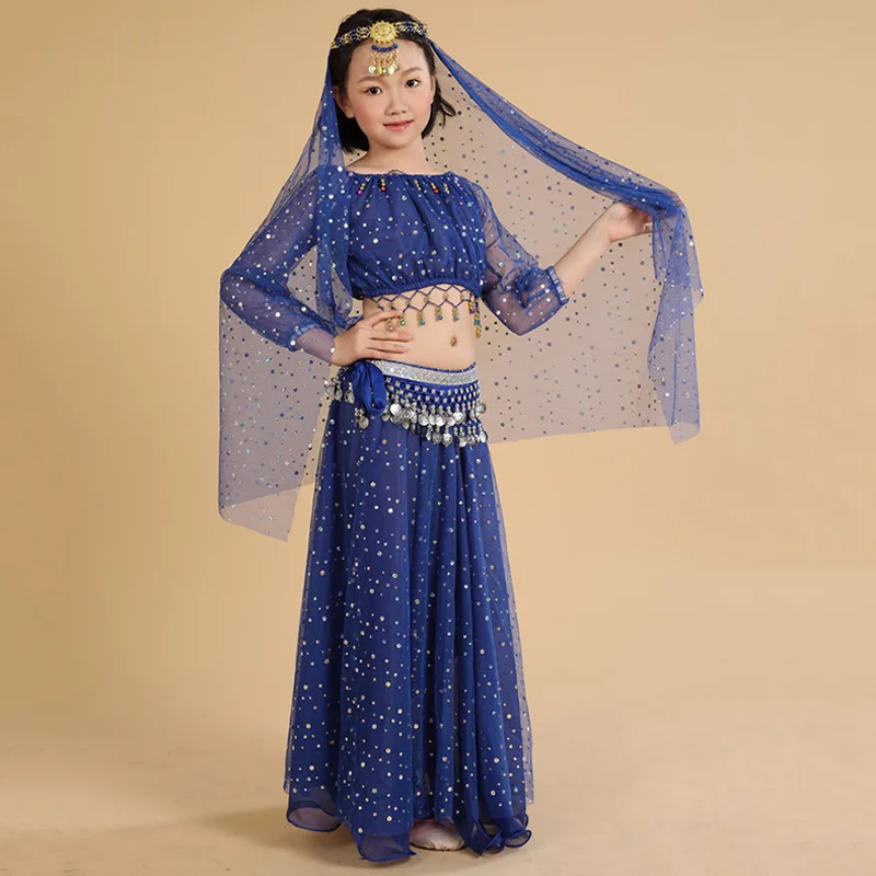 Детский костюм для танца живота индийская Одежда танцев детские костюмы