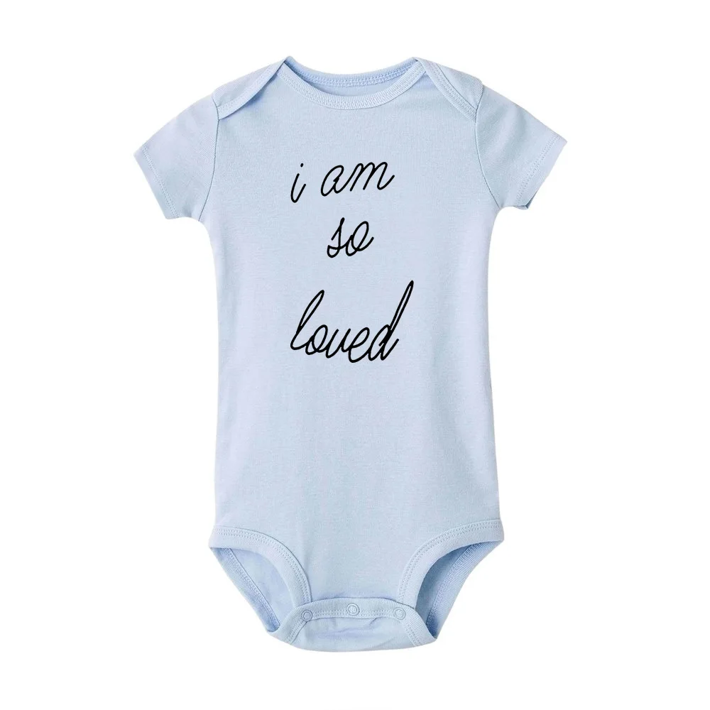 I Am So Loved Funny Cute Babe Onesie Newborn Baby Bodysuit Infant Short Sleeve Creeper Baby Boy Girl Clothes Body Suit