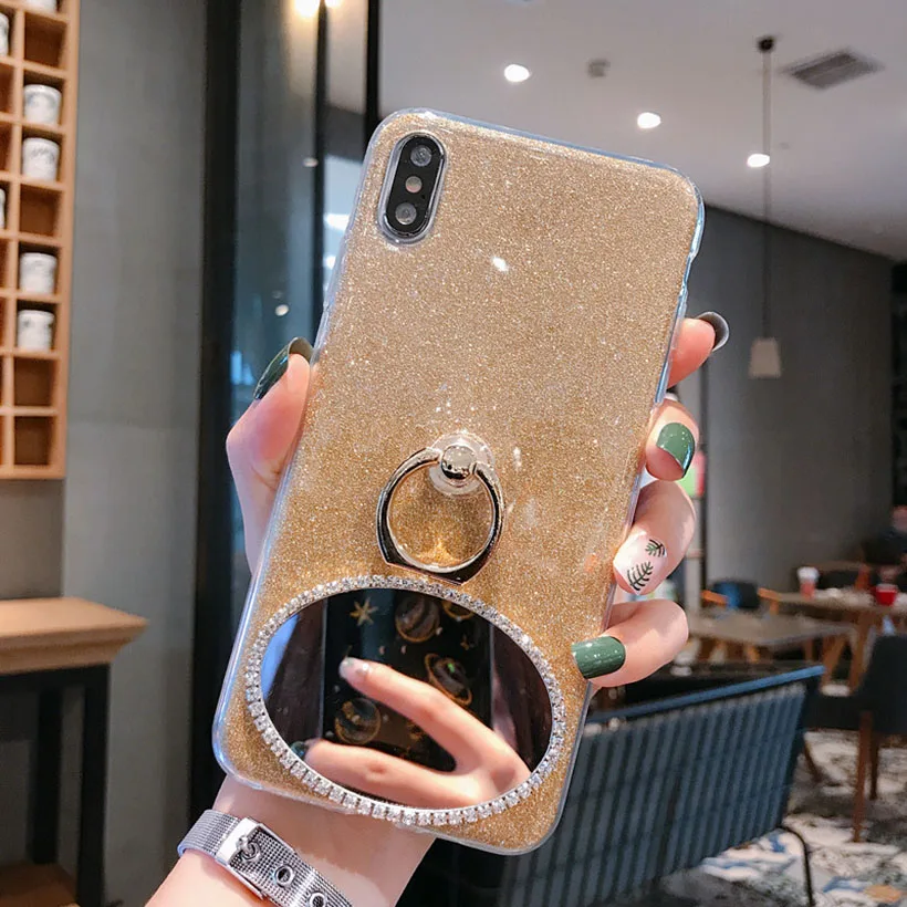 GR5 чехол для телефона для huawei Honor 7A Pro 7C 7X фотоаппаратов моментальной печати 7S 7 6A 6X 6C 5A 5X 5C играть 4A 4C палец кольцо Блеск Зеркало держатель Чехол Крышка - Цвет: BZJ jin