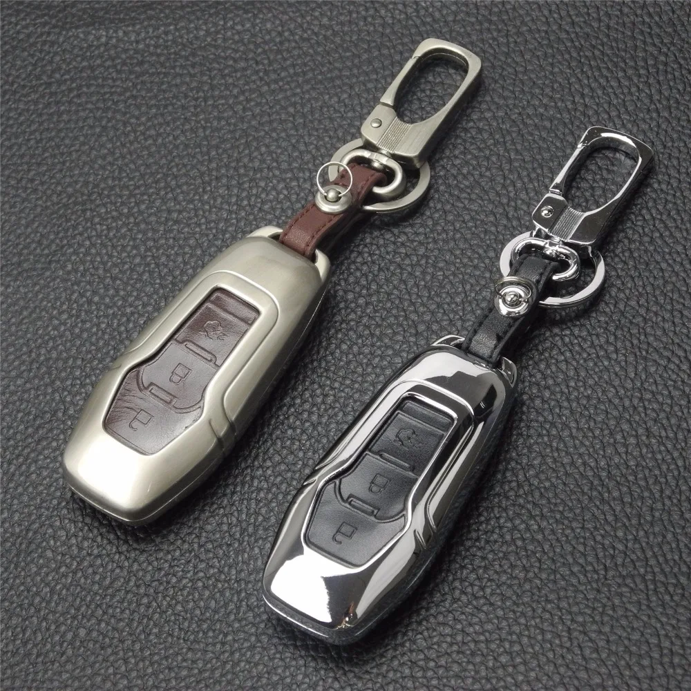 jingyuqin Remote 3 Buttons Zinc alloy+Leather Car Key Case Cover For Ford Smart Folding Mondeo Focus Fiesta Ecosport Kuga | Автомобили и