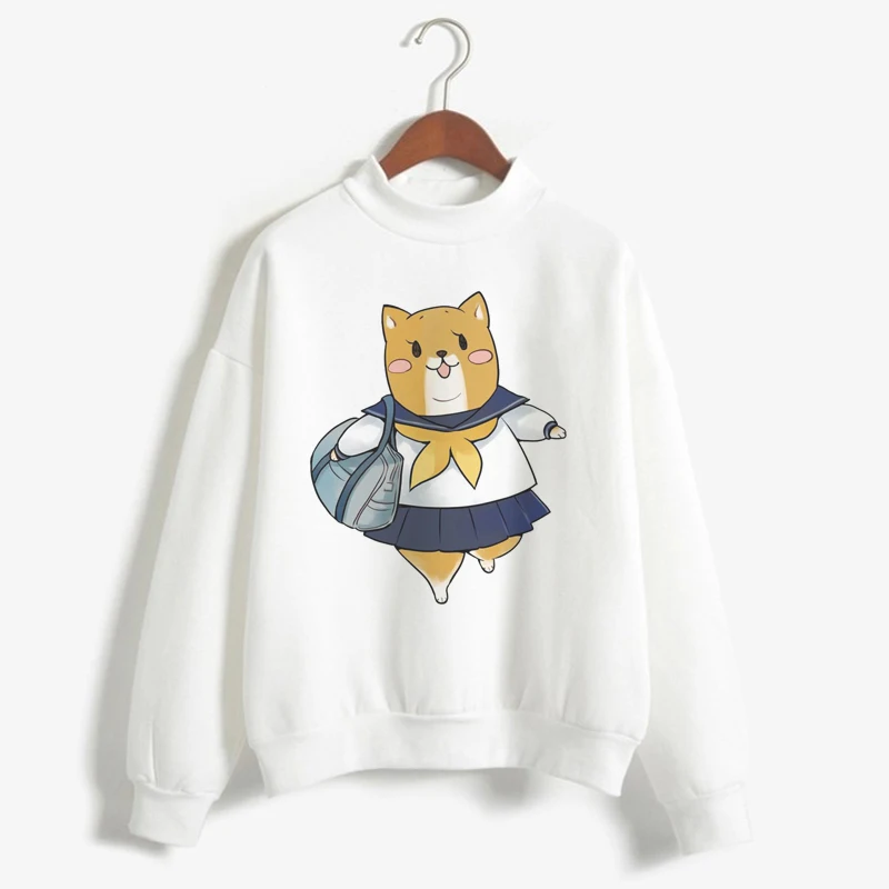 Женская толстовка с круглым вырезом Shiba Inu белая свободная принтом в стиле