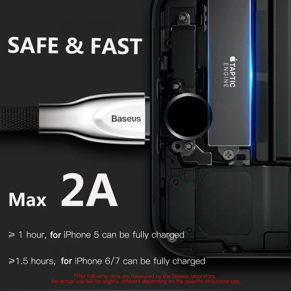 Baseus металлический USB кабель из цинкового сплава для iPhone X, 8, 7, 6, 5, кабель для быстрой зарядки для iPad, USB кабель для зарядного устройства, кабели для передачи данных для мобильных телефонов