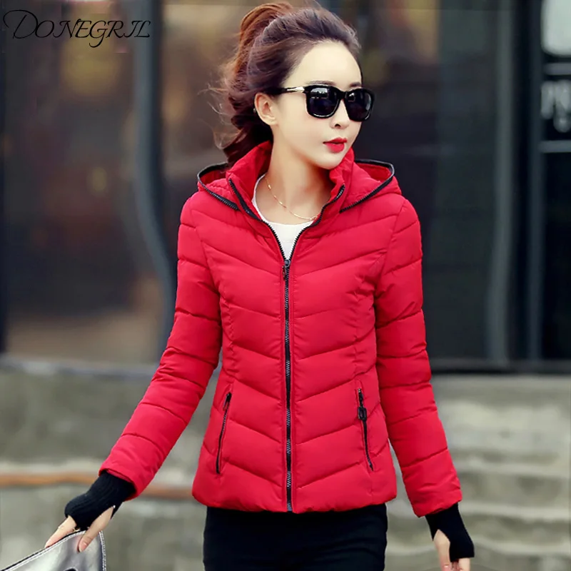 Высококачественная новая зимняя однотонная хлопковая куртка для женщин 2019