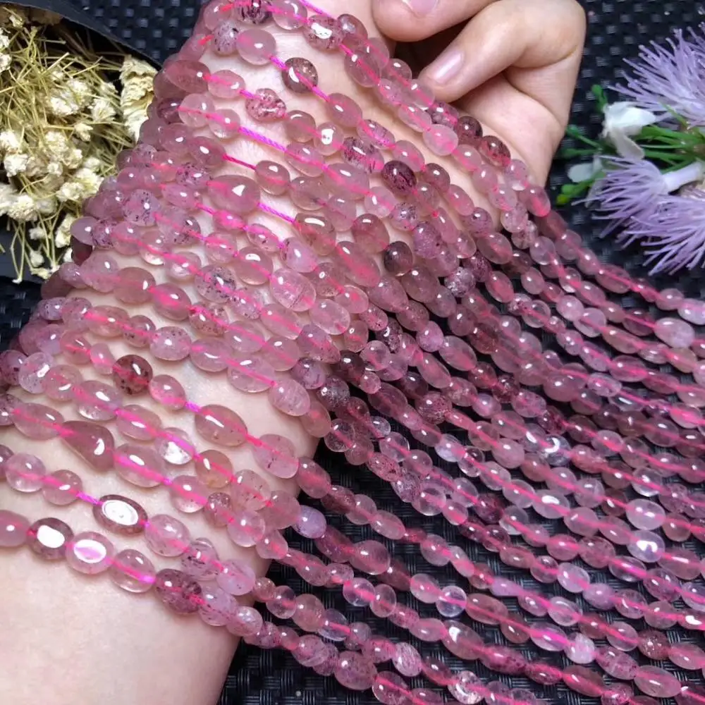 Бисер неровной формы из натурального кварца клубники 7-9 мм для самостоятельного