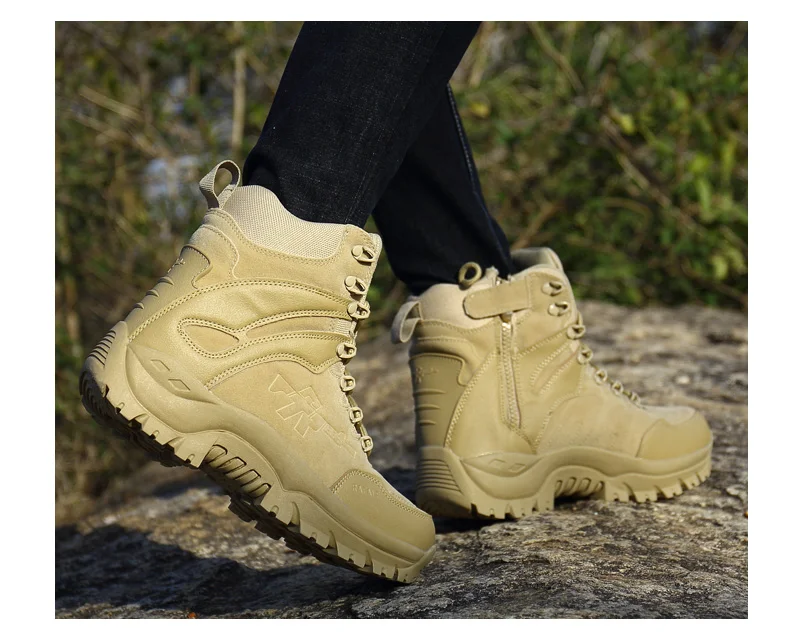 SERENE Brand Men's Boots Military boot Combat Mens Chukka Ankle Bot Tactical Big Size Army Bot Male Shoes Safety Motocycle Boots