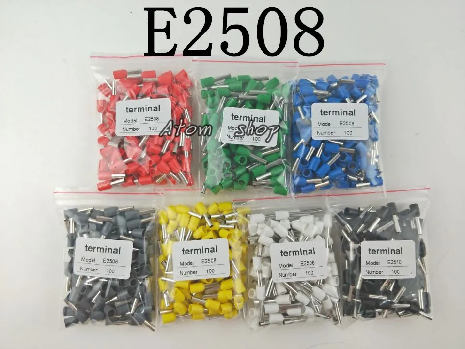 Бесплатная доставка 100 шт. E2508 для 2.5mm2 14 AWG предварительно изолированные клеммные