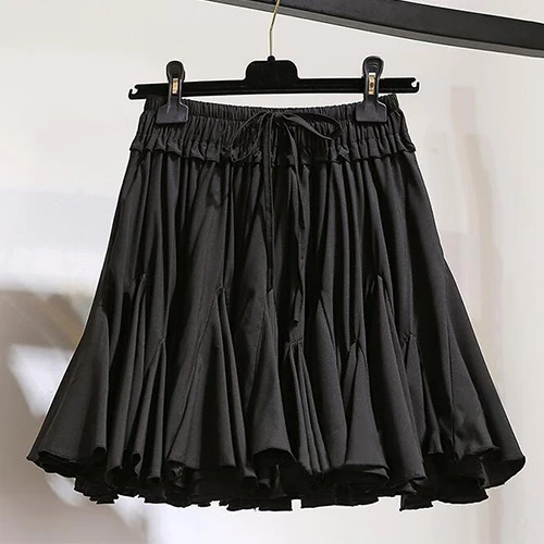 Black HXJJP, белые, черные шифоновые летние шорты, юбка для женщин,, модная Корейская юбка-пачка с высокой талией, плиссированная, Мини, солнцезащитная, школьная юбка для женщин - Цвет: Black