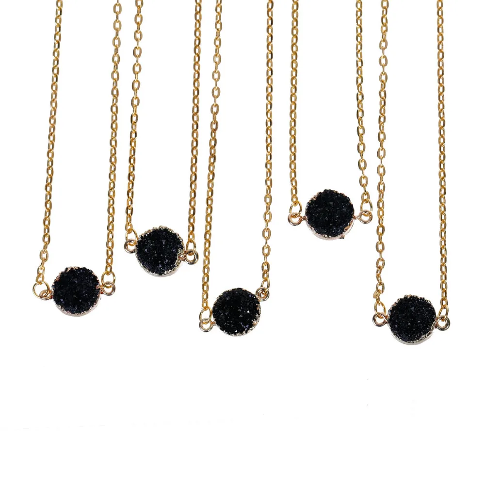 Ожерелье из смолы DoreenBeads Drusy звеньевая кабельная цепь золотого цвета зеленый