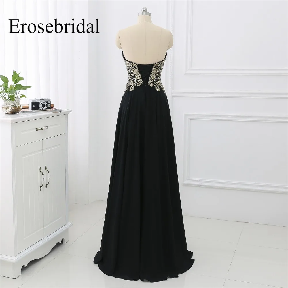 Черные вечерние платья для Для женщин Вечерние Длинное платье Erosebridal халат De Soiree линия Элегантные вечерние платья без рукавов ZLR028