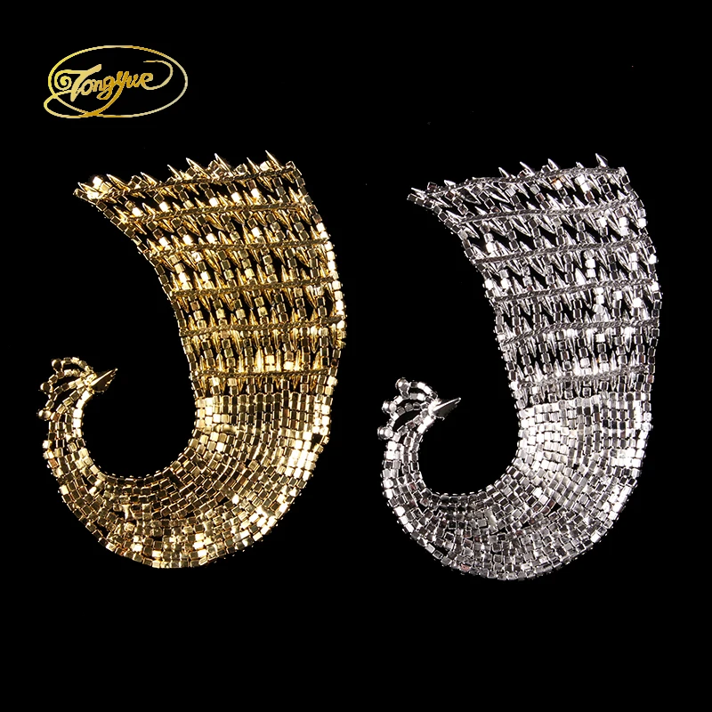 

14,5*9 см золото и серебро павлин Тип кристалл Сделай Сам свадебное вечернее платье Шитье