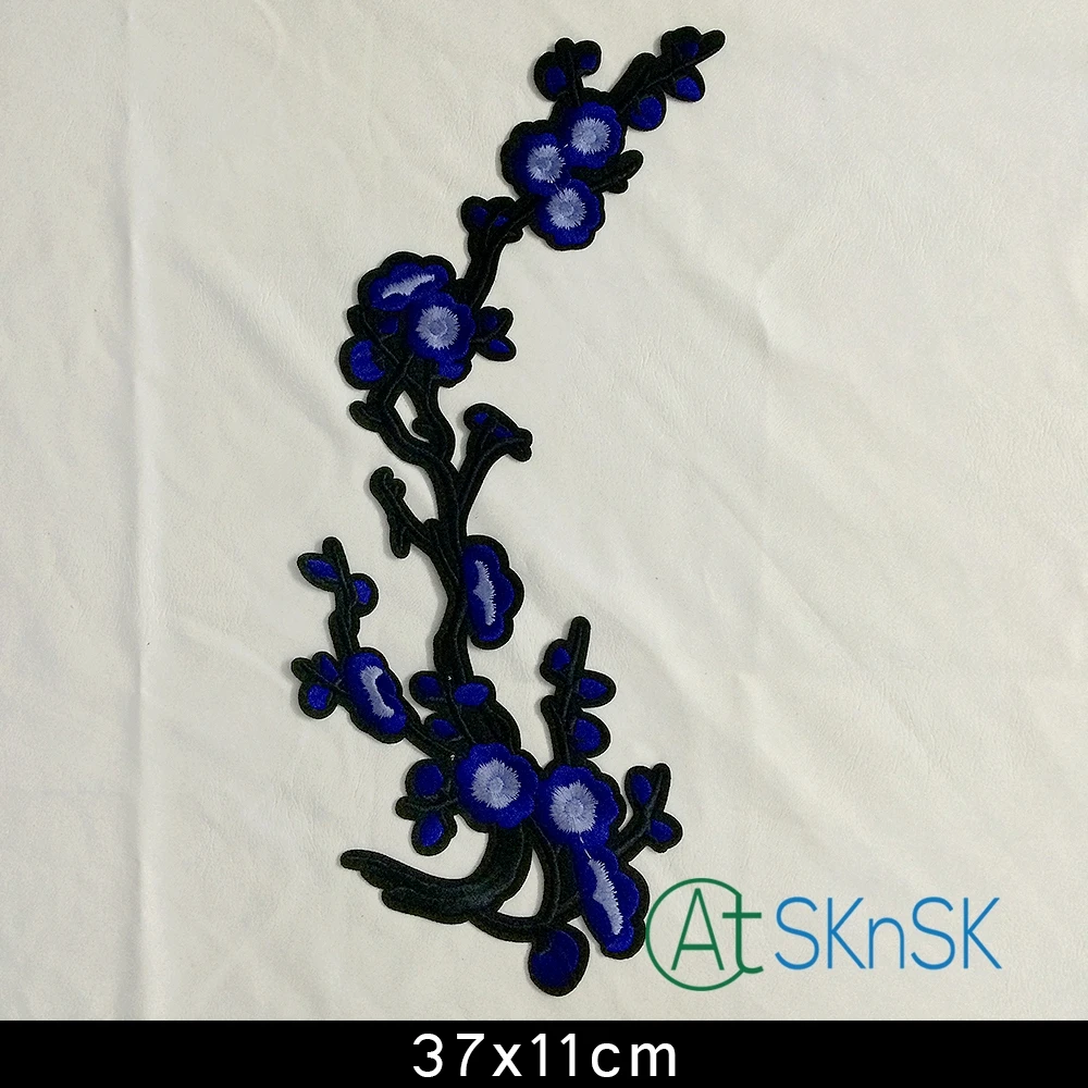 

50pcs/lot Plum Flower Embroidered Patch For Clothing Printing Patches Dress Decor Motif Applique Sleeves Badge DHL Shipping