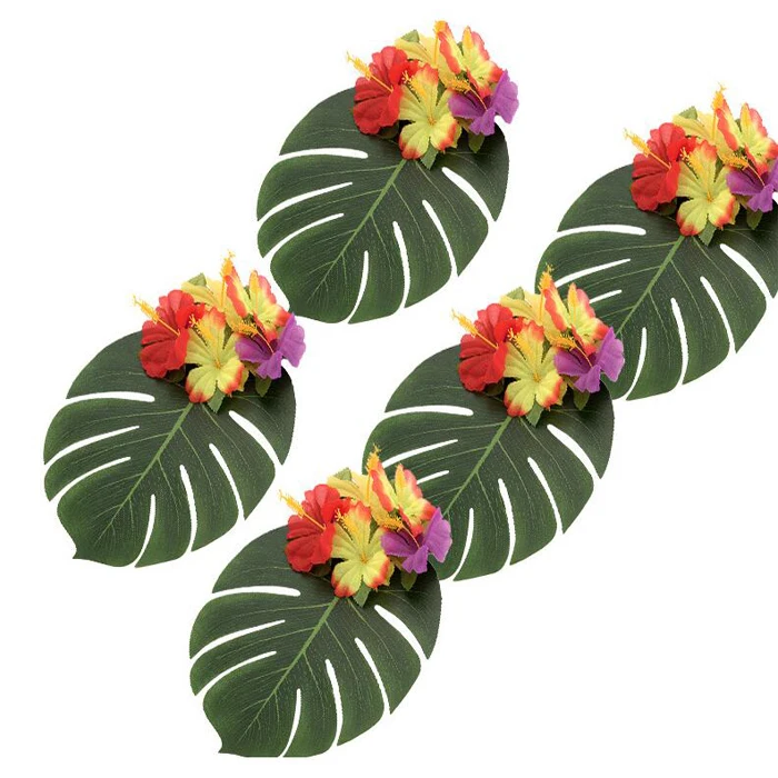 Искусственные тропические Пальмовые Листья настольное украшение тема Гавайских