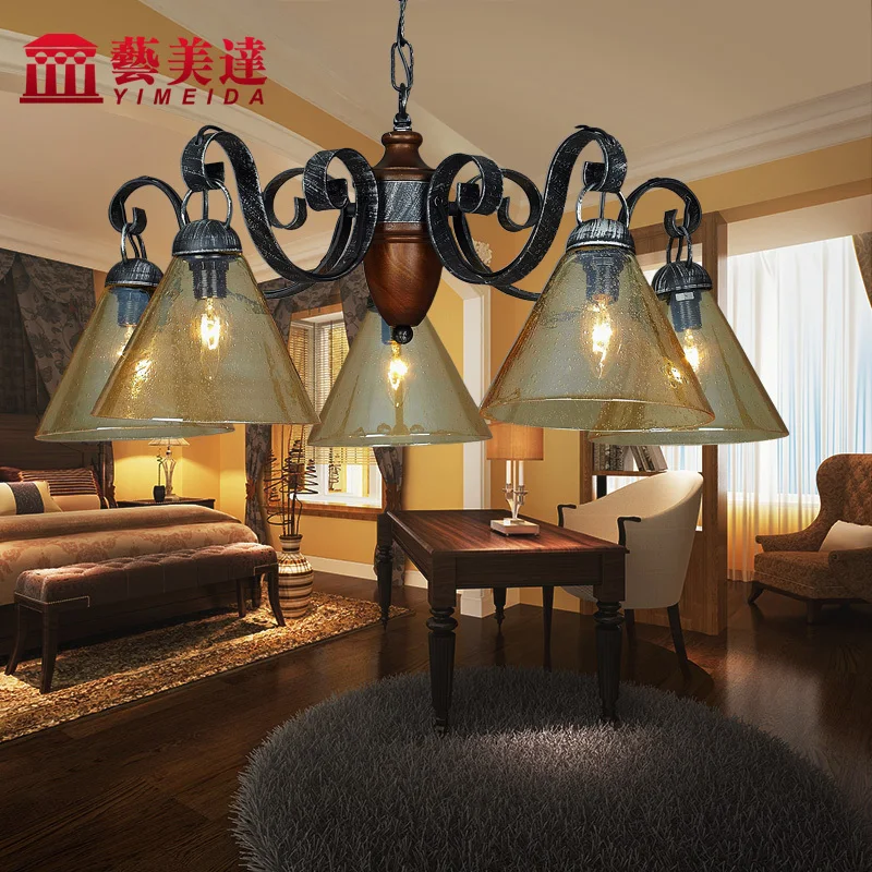 Arts Mita Continental Cafe Retro pastoral living room chandelier decorative light fixtures American Iron minimalist restaurant|restaurant equi|light