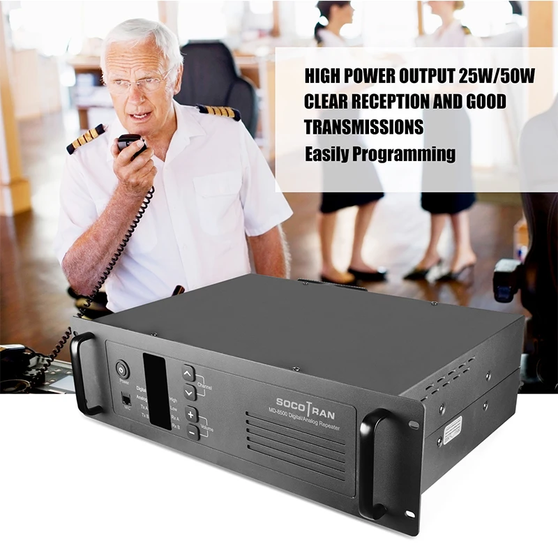 VHF Walkie taklie Repeater 50W 100ch SOCOTRAN MD-8500 136-174MHz two way radio Base Station DMR & Analog Repeater with Duplexer