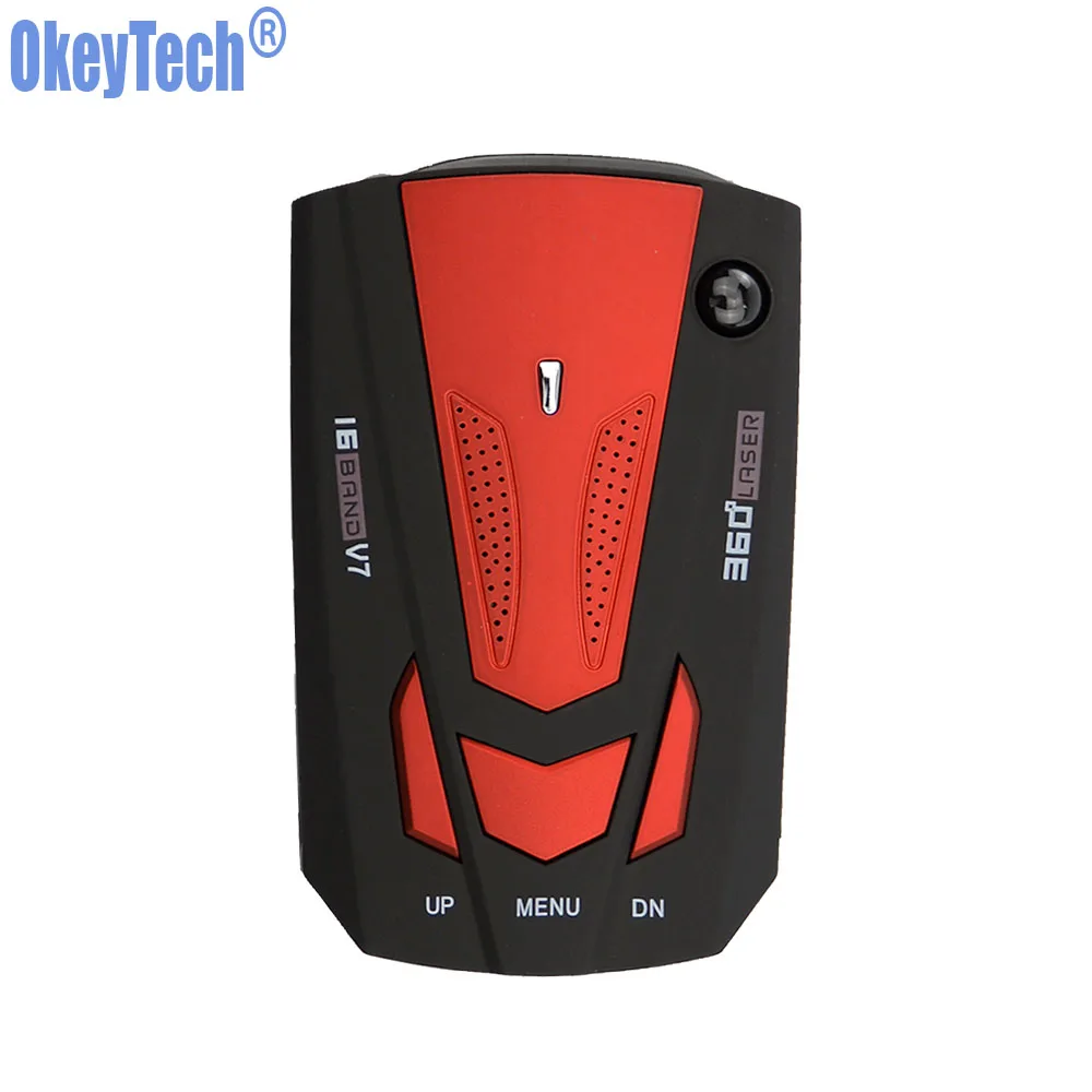 V7 Red OkeyTech Best V7/V8/V9 автомобильный радар-детектор 360 градусов светодиодный дисплей сигнал тревоги антирадары, радар-детекторы Россия/Английский Голос - Название цвета: V7 Red