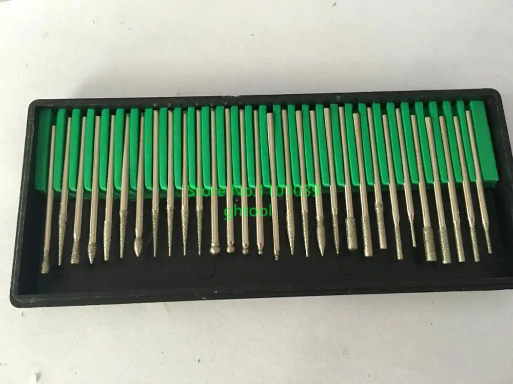 

jewelry making kit 1/8 Inch 3mm Shank Rotary Burrs Diamond Burs Set of 30pcs Titanium Coated jewelry tools