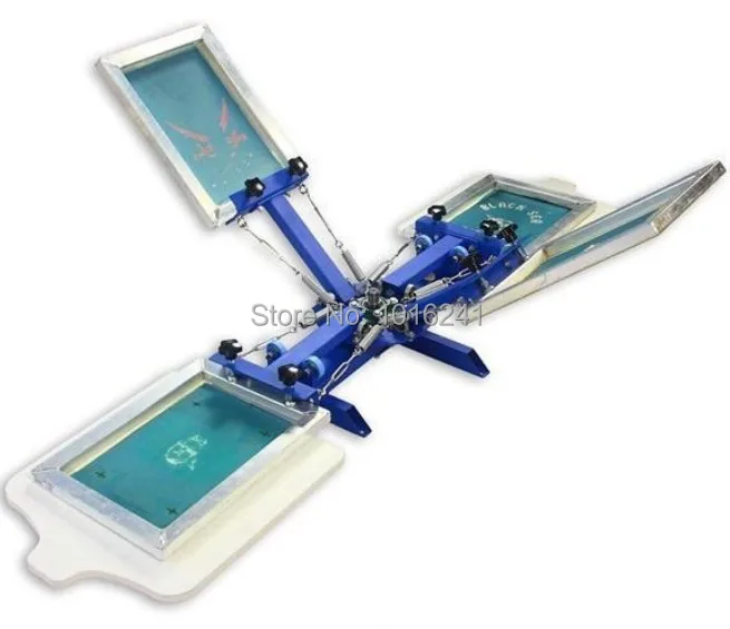 4 цвета 2 рабочих станции трафаретная печатная машина Трафаретный принтер для