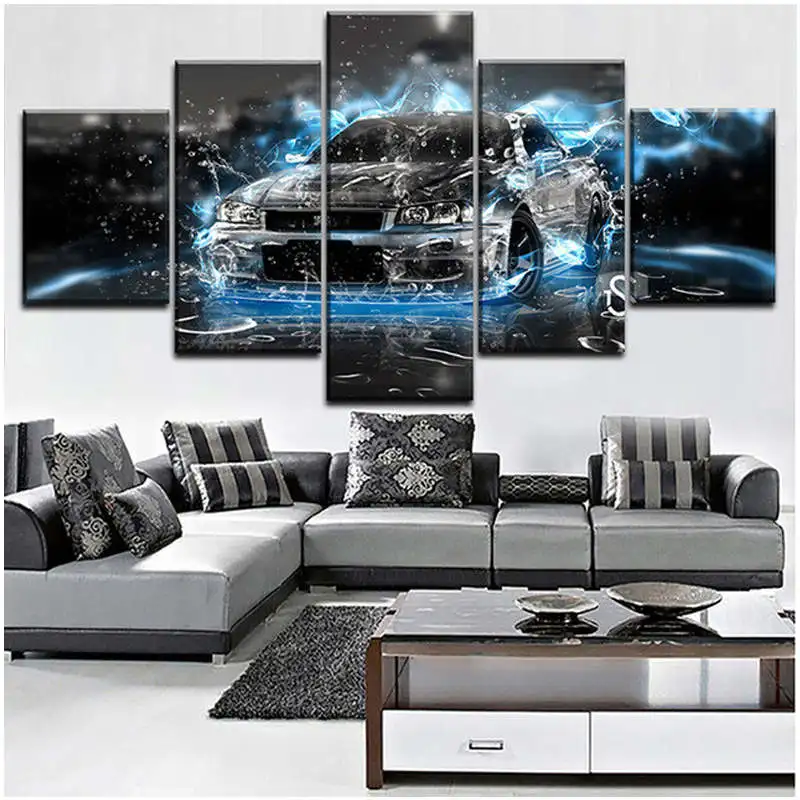 Square Drill Home Decor diy Diamond Painting Cross Stitch Abstract Car 5d full square round Diamond Embroidery 5 Piece Skyline Car HYY - Цвет: Square Drill
