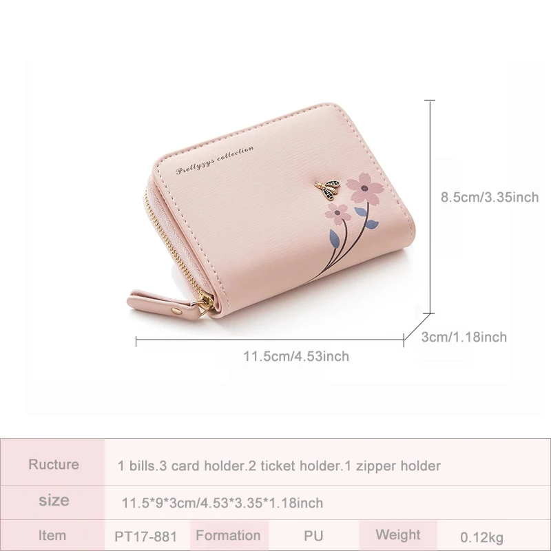 Prettyzys модный кошелек женский маленький на молнии короткий для мелочи из