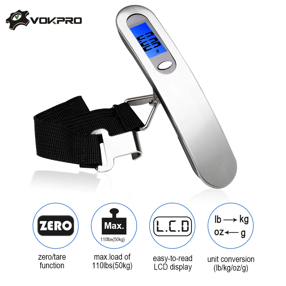Цифровые весы для багажа портативный электронный безмен из нержавеющей стали