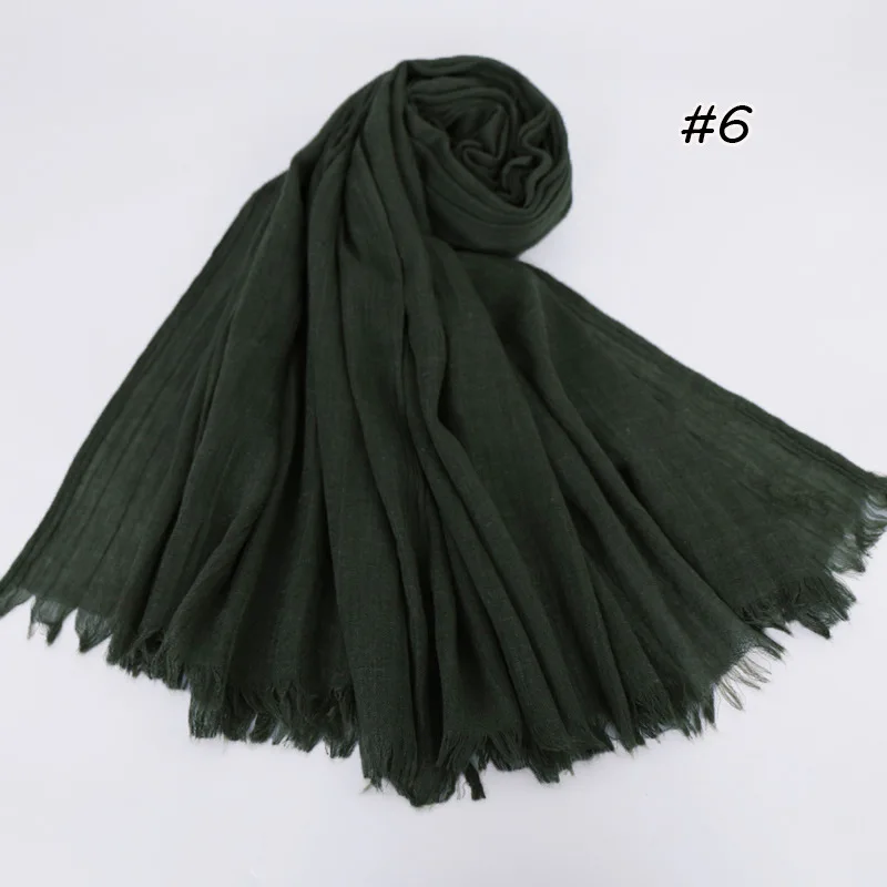 190*120cm oversize women muslim plain frayed hijab scarf femme musulman headscarf islamic shawls crinkle solid pashmina hijabs