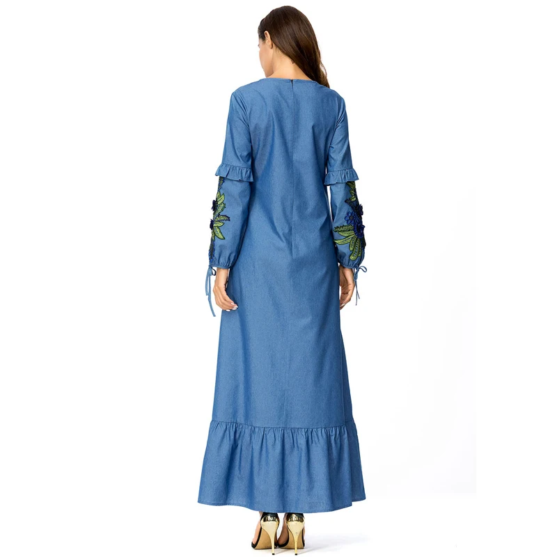 Женское джинсовое платье Кафтан UAE Abaya мусульманское хиджаб из Дубая арабское