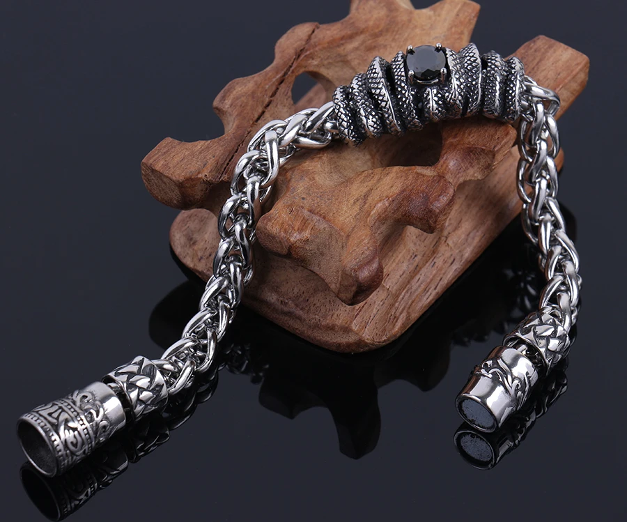 С дрелью 316L нержавеющая сталь браслет машинное вязание полированная цепочка