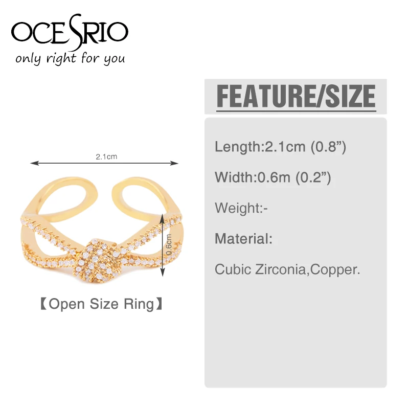 OCESRIO минималистичное кольцо с бантиком для женщин полностью циркониевое