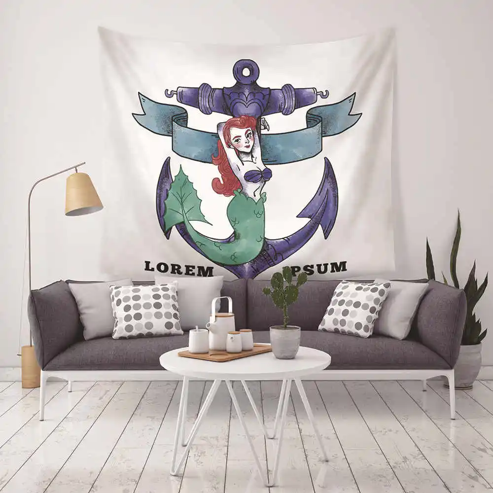 Новый Хлопок Лен японский стиль лодка якорь печатных Бохо Decoracion МАНДАЛА ГОБЕЛЕН