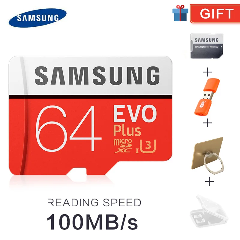 Red64GB FREE GIFT Карта памяти SAMSUNG Micro sd32гб 64 Гб 128 ГБ 256 ГБ 512 г SDHC SDXC класс EVO+ PLUS класс 10 C10 UHS TF SD карты транс флэш Microsd - Емкость: Red64GB FREE GIFT