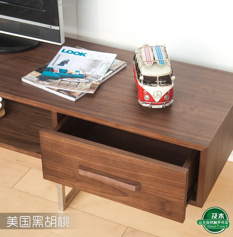 And wood furniture modern minimalist Scandinavian creative design white oak black walnut veneer TV cabinet DG004 |