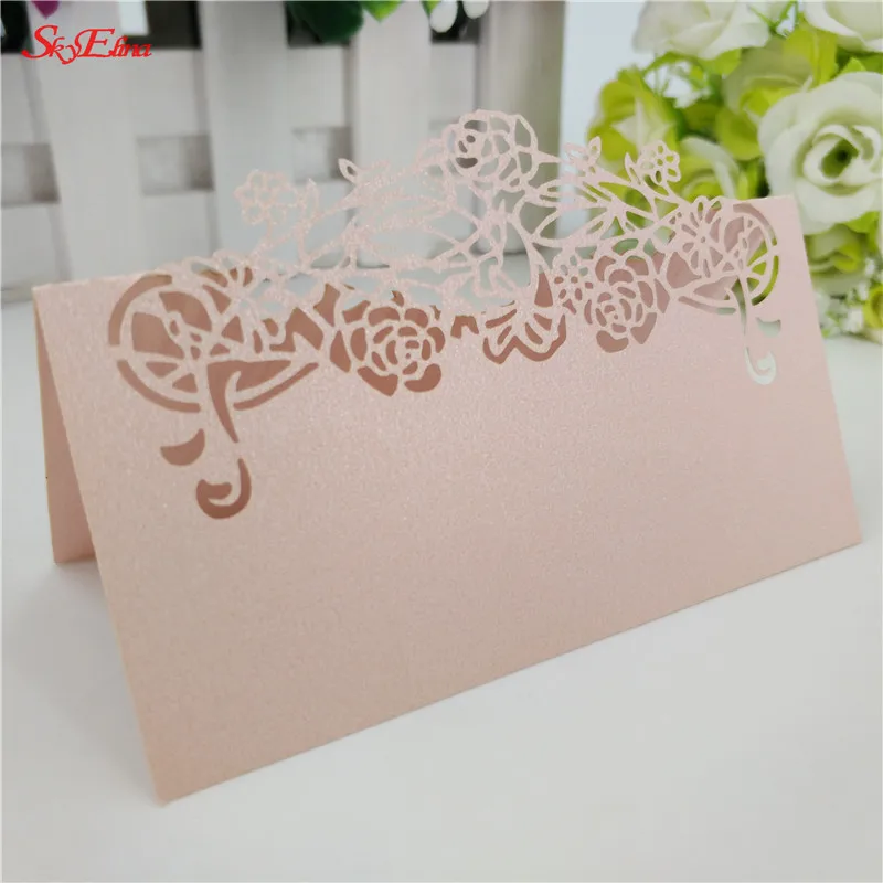 10 шт. лазерная резка розы имя карты свадьба день рождения стол места украшение