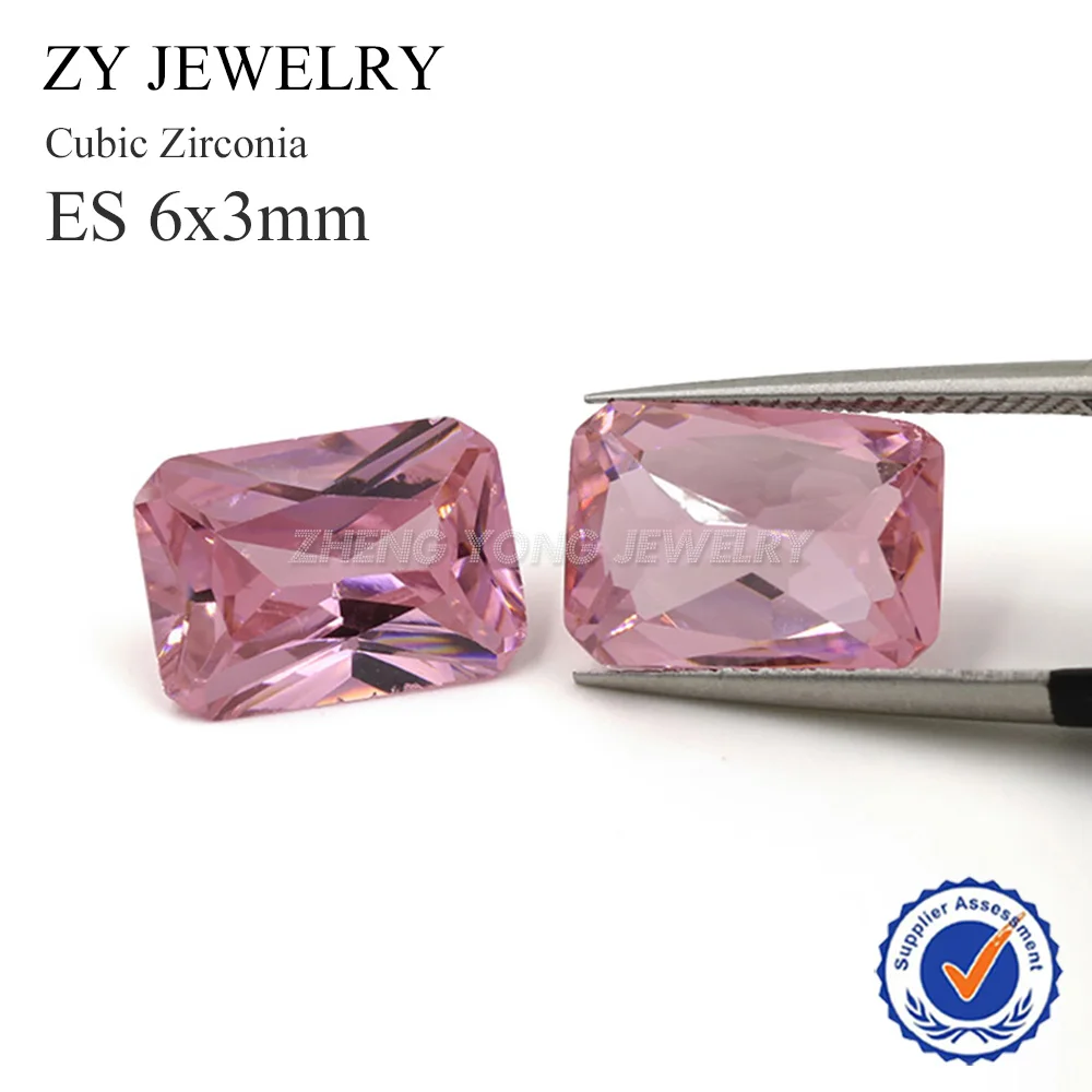 Оптовая продажа Прямоугольная форма 5*3 мм свободные циркониевые бусины Розовый