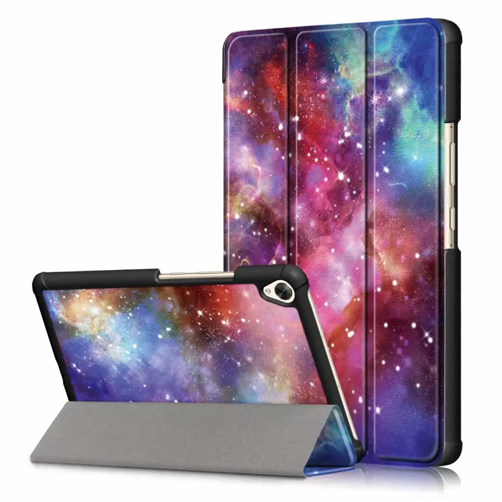 Цветной смарт-чехол с принтом из искусственной кожи чехол для huawei MediaPad M6 8,4 дюймов планшет с функцией автоматического сна чехол для M6 8,"+ пленка+ ручка