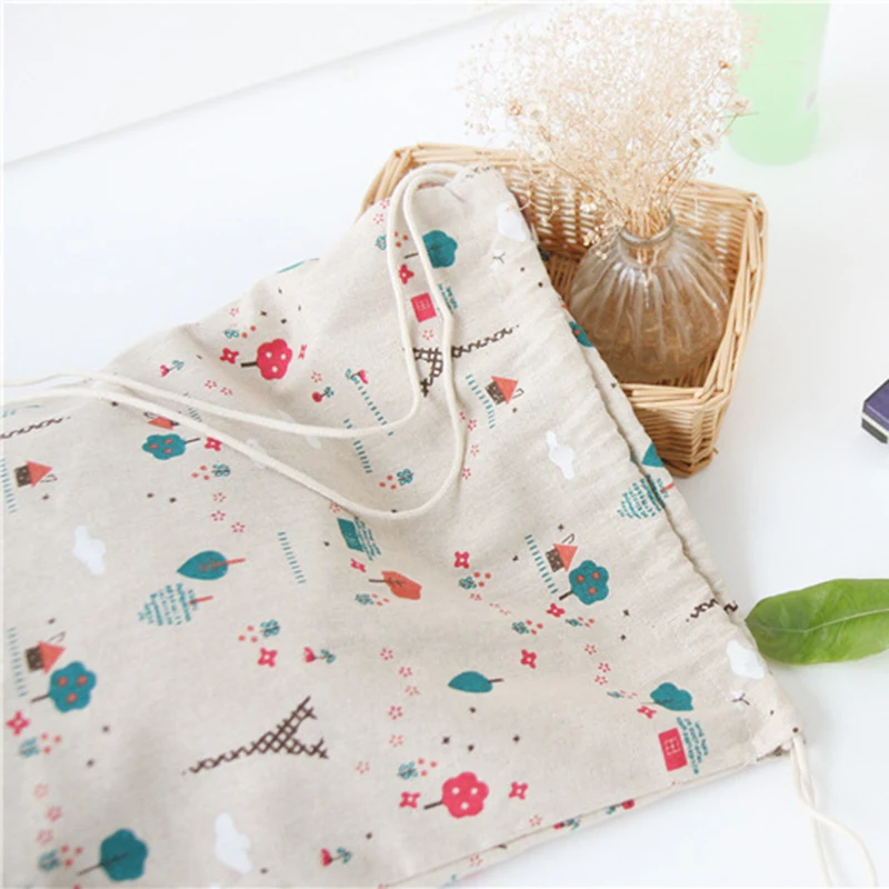 Tangimp зеленое дерево Drawstring Рюкзаки хлопок белье девушка студент Чемодан Обувь